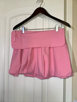 Zara Pink Bubble Hem Mini Skirt Foldover Waist NWT S thumbnail 6