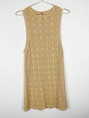 Free People Take Me Out Co-Ord Gold Metallic‎ Knit 2 Piece Set Flared Leg Small thumbnail 5