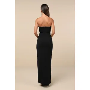 Lulus Sensational Beauty Black Strapless Maxi Dress Bridesmaid Holiday Medium thumbnail 3