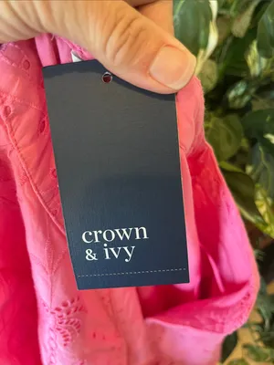 crown & ivy Bright Pink Eyelet Tiered Midi Dress thumbnail 13