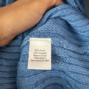 SO Women’s Blue Open Knit Crew Neck Sweater Size L NWT thumbnail 5