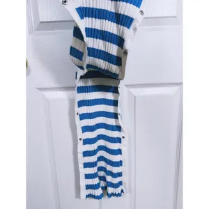 Solid & Striped Womens Ribbed Midi Dress Large Blue White Stripe Resort Beachy thumbnail 6