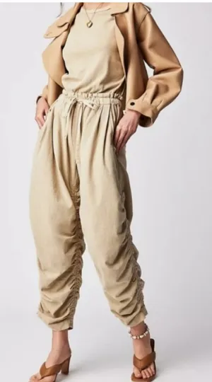 Free People Womens Sand Jam Casual Tan Jumpsuit rubber Medium thumbnail 1