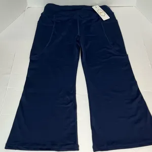 Zexxxy Navy High Waist Stretch Yoga Pants Wide Leg with Deep Pockets Size M New! thumbnail 1