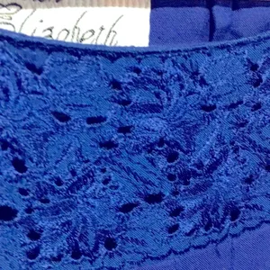 Vintage 80s Royal Blue Prairie Dress Modest Long Sleeve Size 12 Woman’s Large XL thumbnail 15