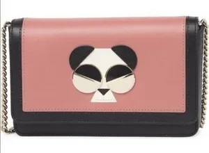 Kate‎ Spade Gentle Panda Crossbody Leather Wallet Bag, Pink/Black, NWT thumbnail 1