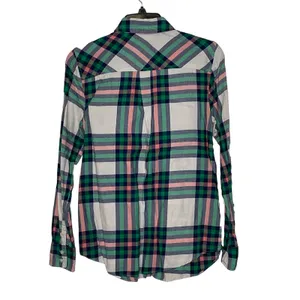 J. Crew‎ Flannel Shirt Size XS Boy Fit Green Pink White Plaid 100% Cotton Womens thumbnail 6