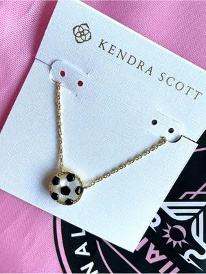 Kendra Scott Gold Soccer Pendant Necklace - Black & White thumbnail 1