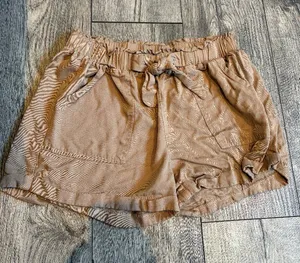 Charlotte Russe Womens Large Tan Brown Dress Shorts Golf Shorts Ties in Front thumbnail 1