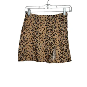 REFORMATION Cady Mini Skirt Women Brown Leopard Animal Print Linen 90s Y2K thumbnail 2