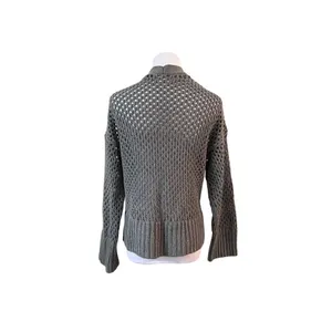 Abercrombie & Fitch Basket Weave Cotton Open Cardigan‎ Sweater SMALL Gray Shrug thumbnail 3