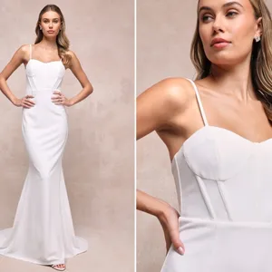 LULU's Wedding Bridal Elegant Sexy Corset Bustier Sophisticated Maxi Gown thumbnail 2