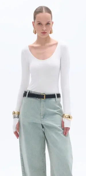White Long Sleeve Bodysuit thumbnail 1