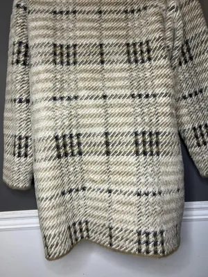 Anthropologie NVLT Coat Womens Large Beige Plaid Fuzzy Knit Button Front Unlined thumbnail 9