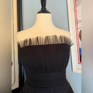 NWT Black BCBGMaxAzria Strapless Tiered Tulle Mini Dress Sz 12 thumbnail 2
