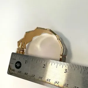 Gold tone rhinestone hinged bangle bracelet thumbnail 7