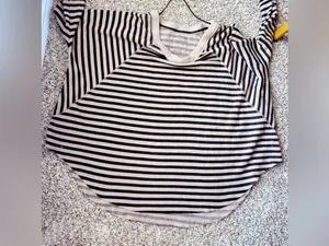 We The Free Brown Striped Slouchy Oversized Waffle-Knit V-Neck Pullover Sweater thumbnail 2