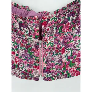 For Love & Lemons M Katarina top cropped blouse revolve pink floral puff sleeve thumbnail 4