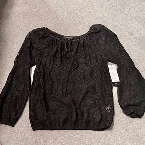 (NWT) KAREN KANE Black Floral Lace Long Sleeve Blouse thumbnail 3