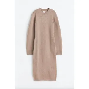 H&M Knitted Sweater Bodycon Dress Beige Long Sleeve S thumbnail 8