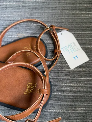 Time and Tru Brown Ankle Strap Sandals with Gold Accent thumbnail 6