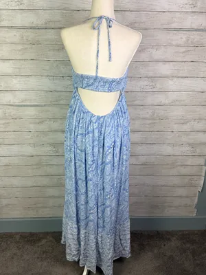 Hollister Blue Paisley Asymmetrical Halter Maxi Dress thumbnail 6