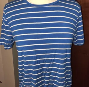 Abercrombie & Fitch Blue & White Striped Crewneck T-shirt thumbnail 1