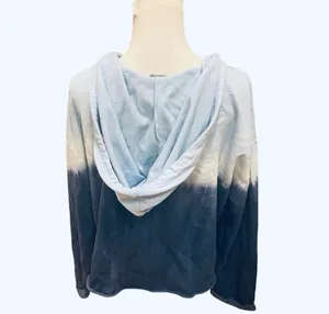 NWT Gap Tie Dye Vneck Hoodie Sweatshirt Blue White L Soft Comfy thumbnail 5