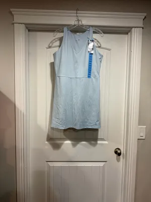 Gapfit Ladies Active Tank Tennis Dress With Hidden Biker Shorts, Sz L Light Blue. NWT . thumbnail 6
