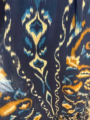 FARM Rio Pineapple Blue Ikat Maxi Dress Boho Long Sleeve Altered Length Small thumbnail 6