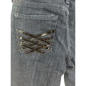 7 For All Mankind‎ Dojo Bootcut Flare Jeans Patent Lattice Pockets 26 Dark Wash thumbnail 7