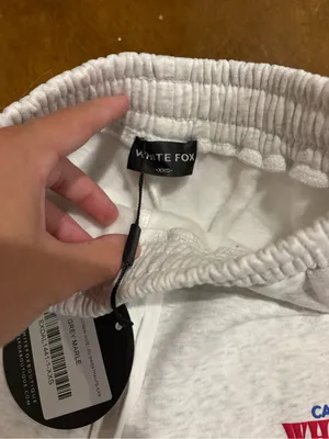 White Fox Boutique Light Gray Pajama Sweatpants with Red Logo thumbnail 4