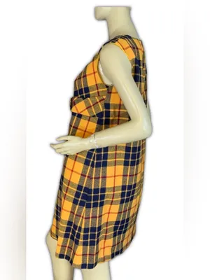 Vintage 1960'S M.H. Fine Co Yellow & Blue Plaid Wool Blend Shift Dress (12) thumbnail 7