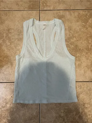 Free People Mint V-Neck Cropped Tank thumbnail 3