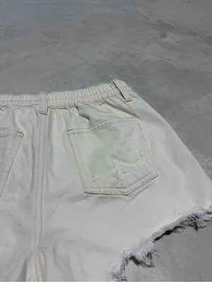 Aerie cream Distressed Denim Shorts XS thumbnail 6