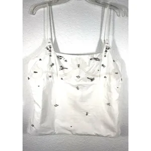 ZARA White Embellished Cami Top XL Rhinestone Beaded Floral Tank NWOT Capsule thumbnail 3
