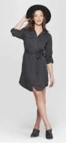 Universal Threads Lyocell Utility Shirt Dress Gray Hematite Medium NWT thumbnail 1