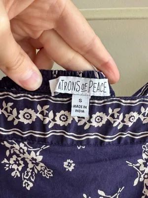 Patrons of Peace Floral Ribbon Tie Smocked Back Midi Dress, Blue, Size Small thumbnail 9