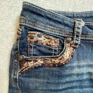 Grace in LA Jeans Womens 28 Blue Embroidered Sequin Pocket Western Distressed thumbnail 12