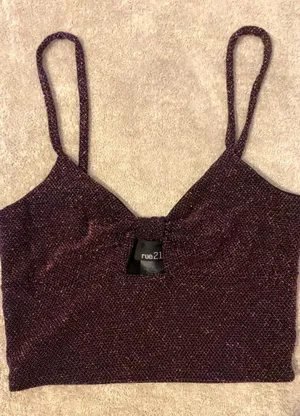 Rue 21 Dark Purple Sparkly Cut Out Top thumbnail 1