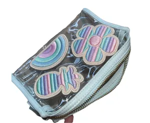 Stoney Clover Lane 8" Clear Sky Makeup Pouch Bag Pineapple Rainbow Flower Patch thumbnail 1