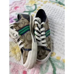 Coach Polly Signature Monogram Canvas Sneakers Brown Blue Green Womens 5.5B‎ thumbnail 3