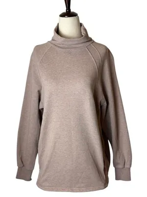 Varley Sweatshirt Women‎ XS Taupe Heathered Turtleneck Atlas Pullover Athleisure thumbnail 1