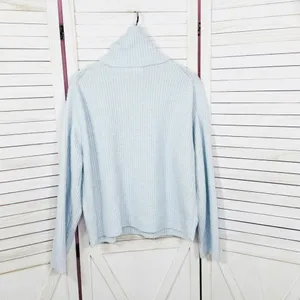 H&M Oversized Ribbed Cowl Neck Sweater Powder Blue Medium‎ thumbnail 8