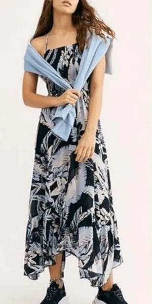 Free People Heat Wave Tropical Floral Print Smocked Maxi Dress - size Medium thumbnail 1