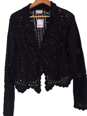 NWT Free People We The Free Friend Of A Friend Crochet Sweater Small Black thumbnail 4