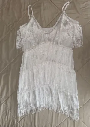 White fringe dress Size L thumbnail 1