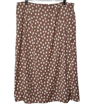 Abercrombie & Fitch Mauve Pink White Polka Dot Slit Midi Skirt Womens Size XL thumbnail 2