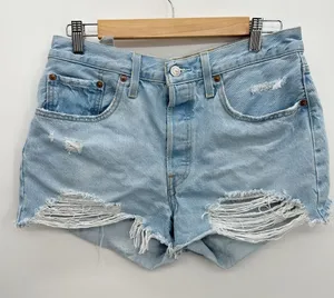 Levi's Shorts Women 30 Light Wash High Rise Denim Distressed Button Fly thumbnail 1