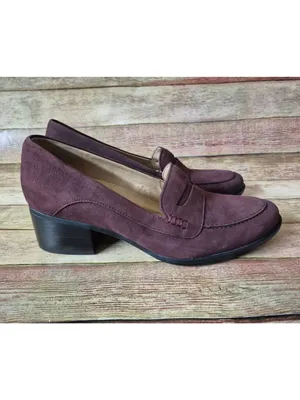 Naturalizer Dinah Burgundy Suede Leather Mid Heal Penny Loafer Pump Size 8M thumbnail 6